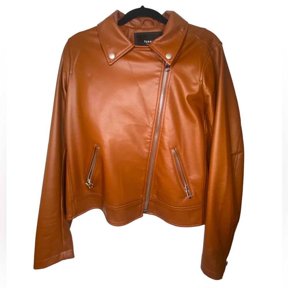 Faux Leather Asymmetrical Moto Jacket-WHISKEY SIZE 1 Torrid Size
